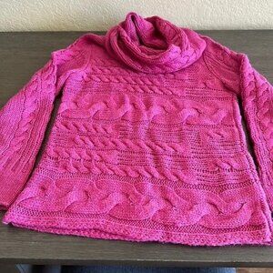 Banana Republic Cowl Neck Cable Knit pink sweater, Large